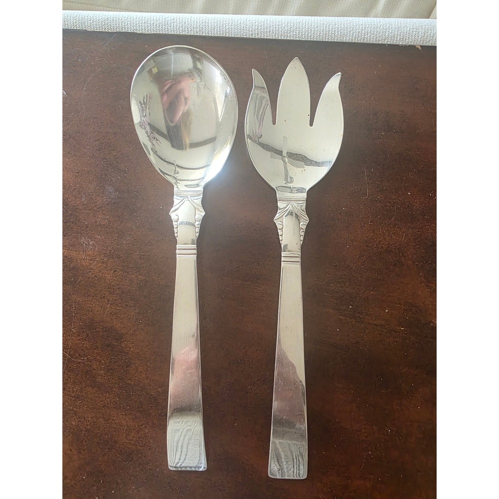 Masterpiece Silverplate Japan Salad Serving Set Spoon and Fork Art Deco Style
